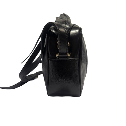 Used GUCCI Patent Leather GG Logo Soho Disco Crossbody Bag Black