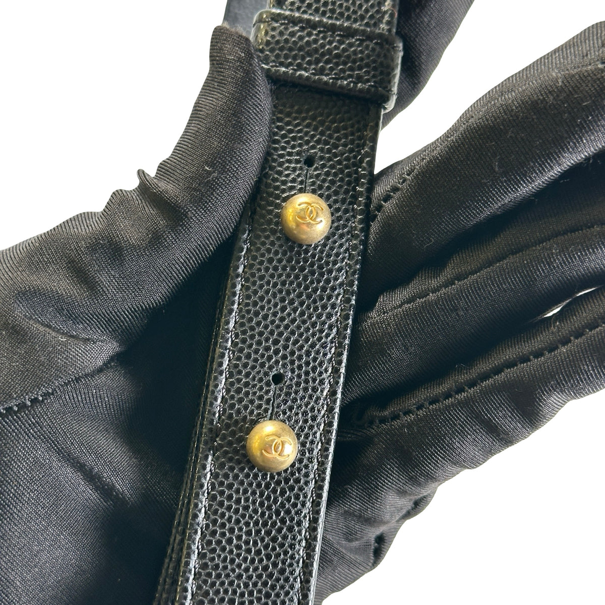 Used CHANEL Quilted Caviar Boy 20 Shoulder Bag Black Gold