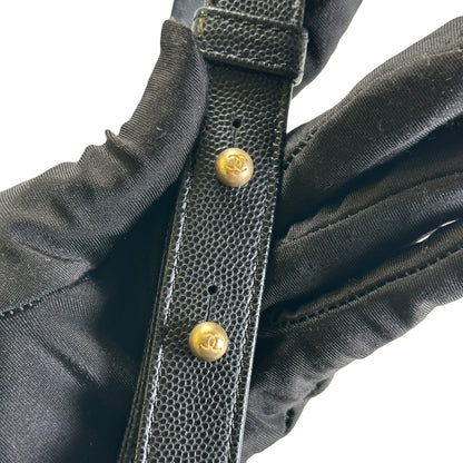 Used CHANEL Quilted Caviar Boy 20 Shoulder Bag Black Gold