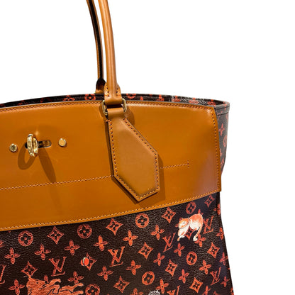 Used LOUIS VUITTON Monogram Catogram Neverfull MM Catogram Tote Bag Brown Orange Multicolor