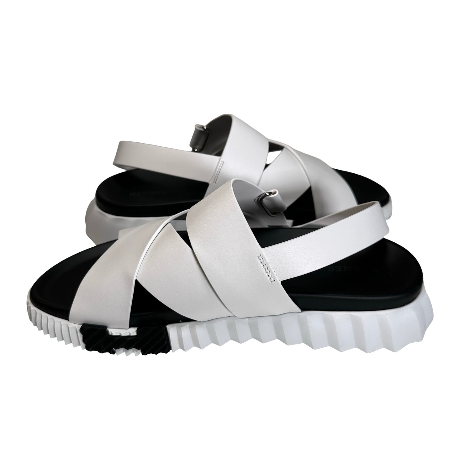 Used HERMES Shoes White Black