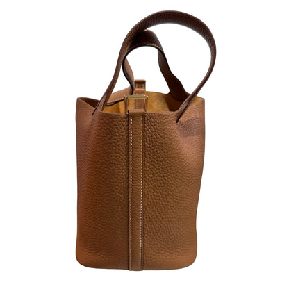 New HERMÈS Clemence leather TC Picotin 18 Bucket Bag Gold GHW