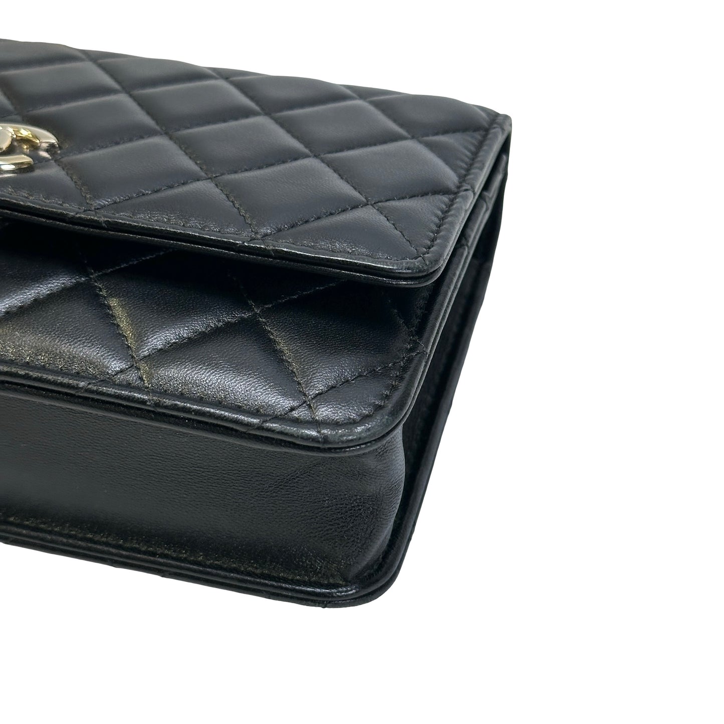 Used CHANEL Quilted Leather Wallet On Chain Wallet on chain Black