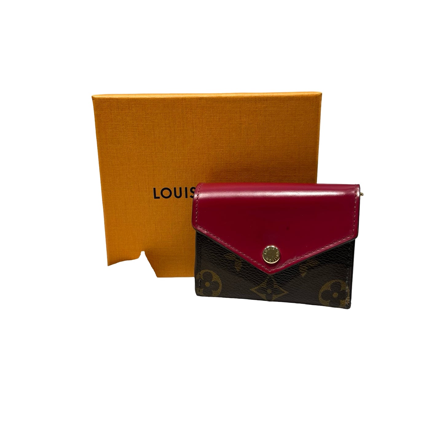 Used Louis Vuitton Monogram Wallet Wallet Brown Red GHW