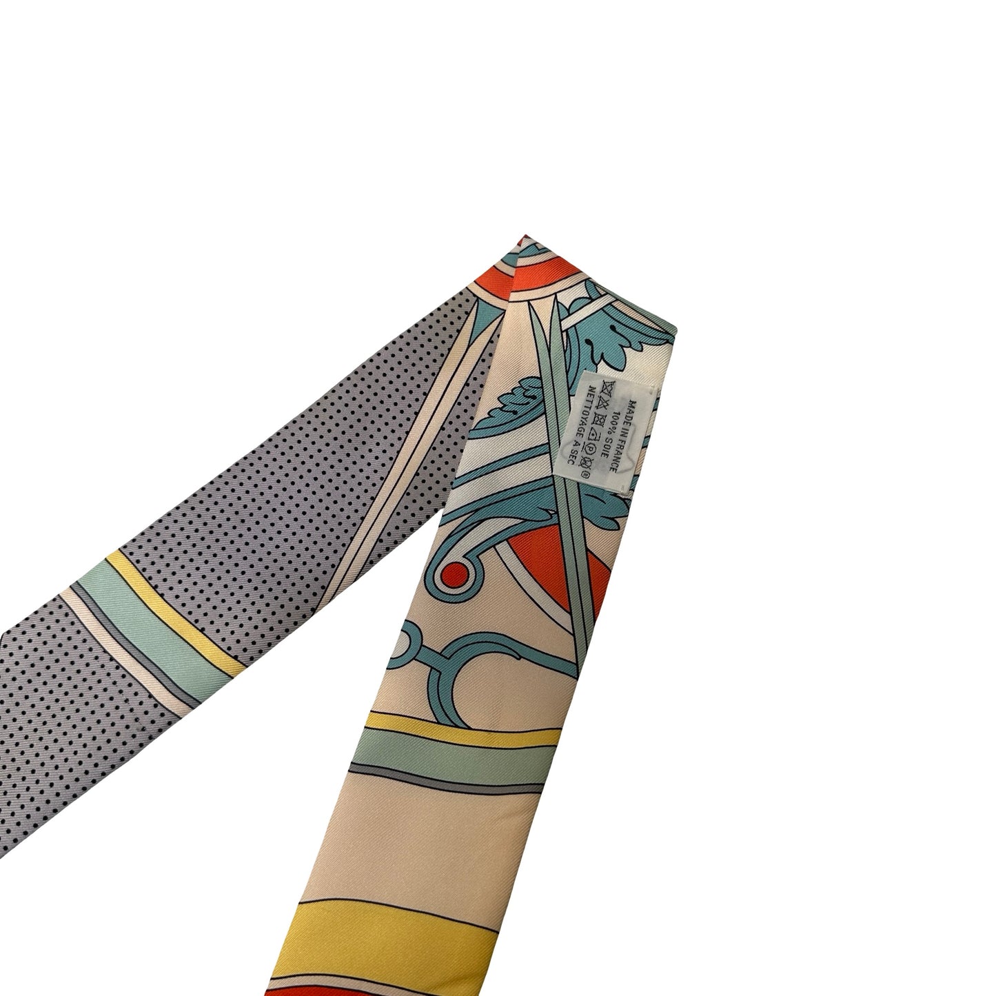 Used HERMES Abstract Stripes Twilly Twilly Multicolor Orange Blue Yellow