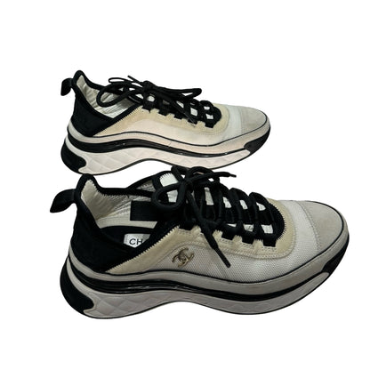 Used CHANEL Sneakers Shoes Black White