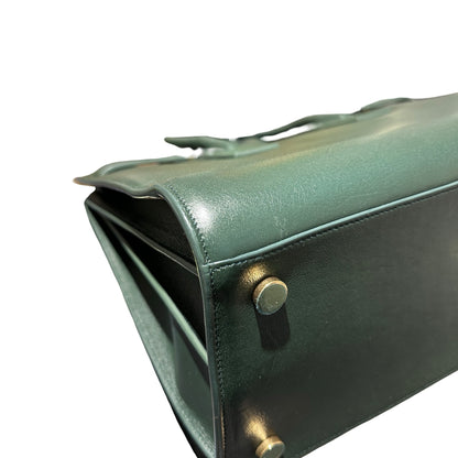 Used Saint Laurent Calfskin Leather Sac de Jour Tote Bag Green GHW