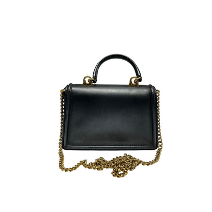 Used DOLCE & GABBANA Calfskin Leather Chain Shoulder Shoulder Bag Black GHW