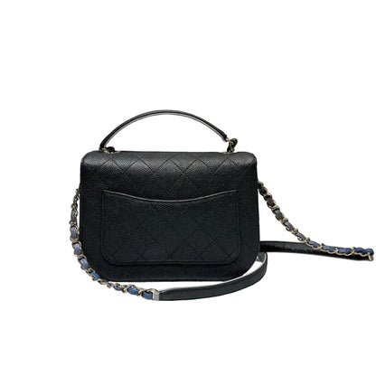 Used CHANEL Calfskin Leather Cross Body Bag Black GHW
