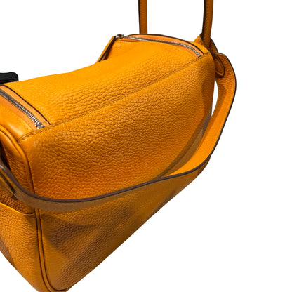 Used HERMÈS Clemence leather Lindy 26 Cross Body Bag PHW Orange (93)