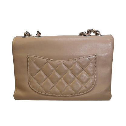 Used CHANEL Quilted Trapeze Flap Bag Chain Shoulder Bag Beige PHW