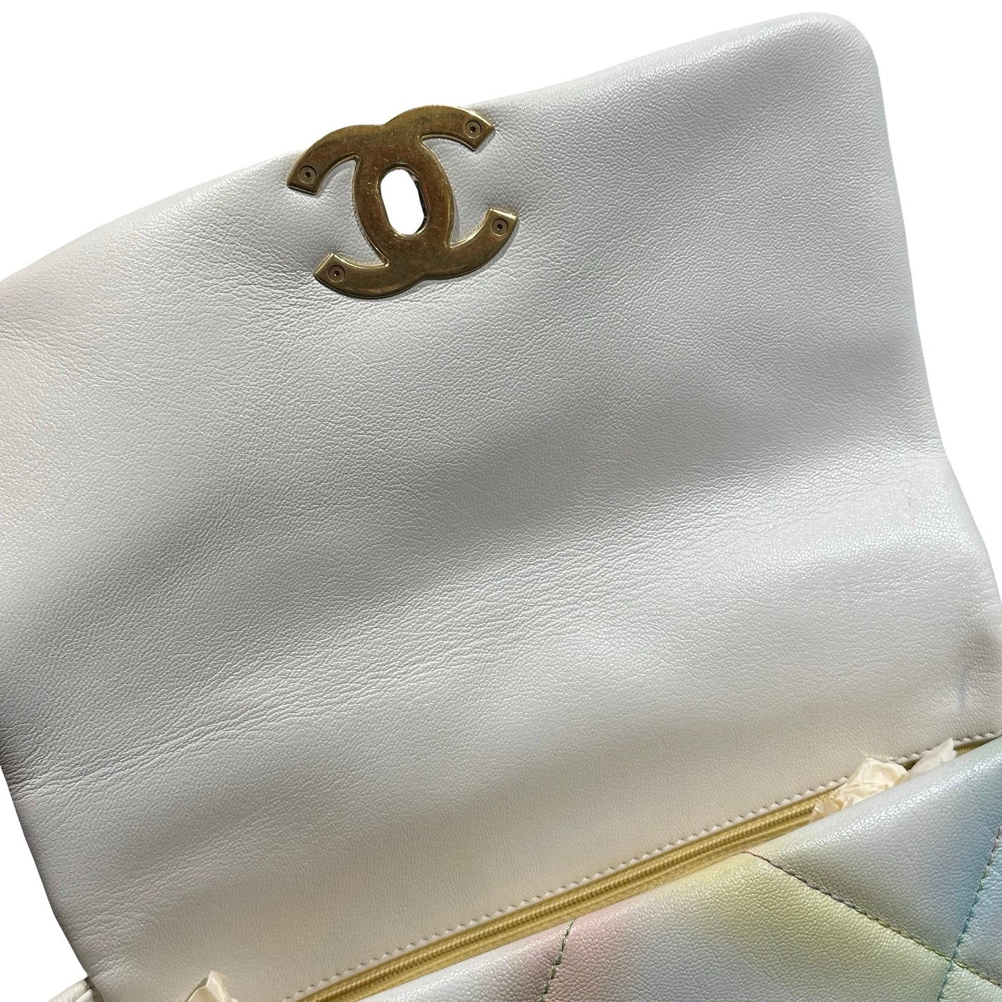 Used Chanel 19 Small Cross Body Bag Pastel Multi-color GHW
