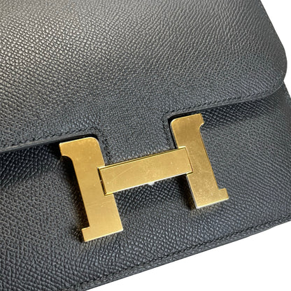 Brand New HERMES Epsom Mini Constance Cross body bag Black Gold