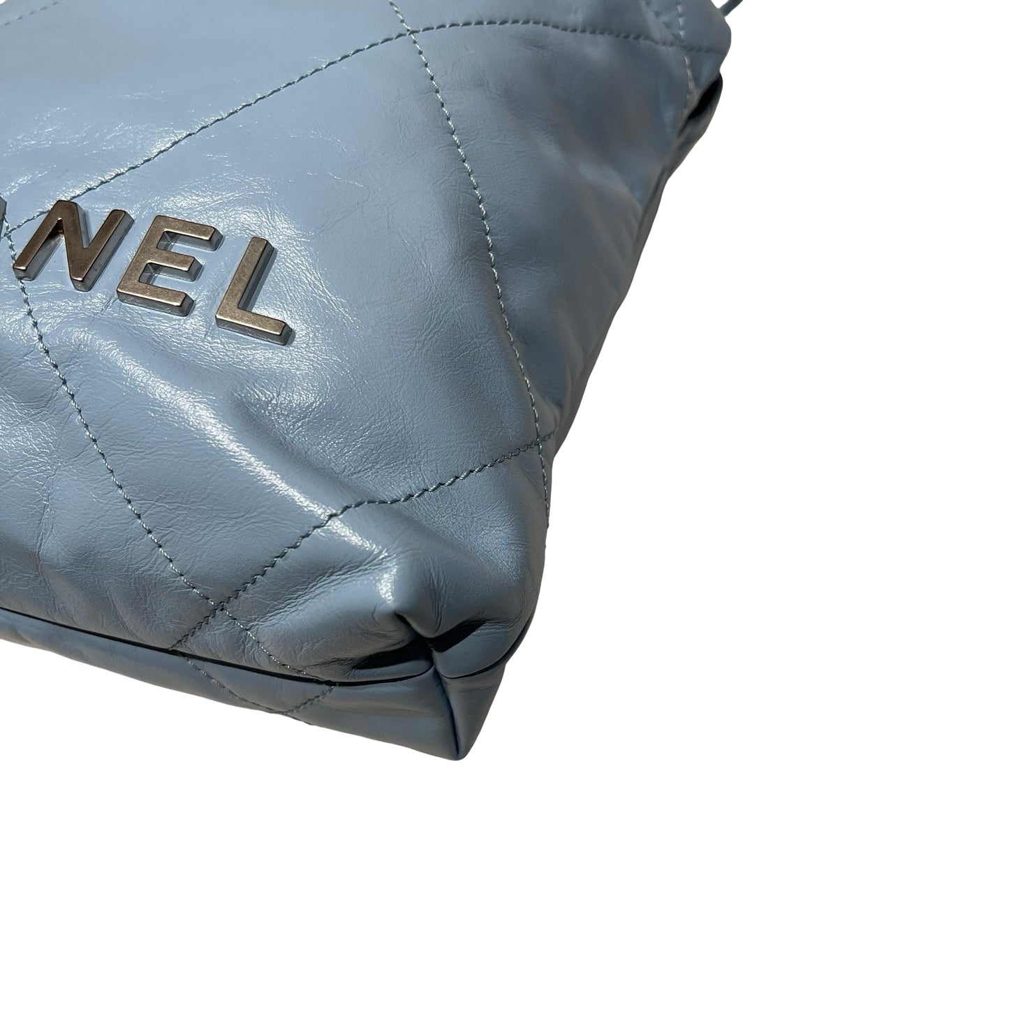 Used CHANEL 22 mini Cross Body Bag Baby Blue GHW