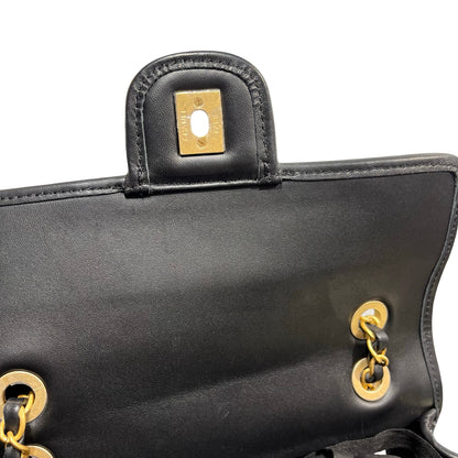 Used CHANEL 23c woven flap 25 Cross Body Bag Black White GHW
