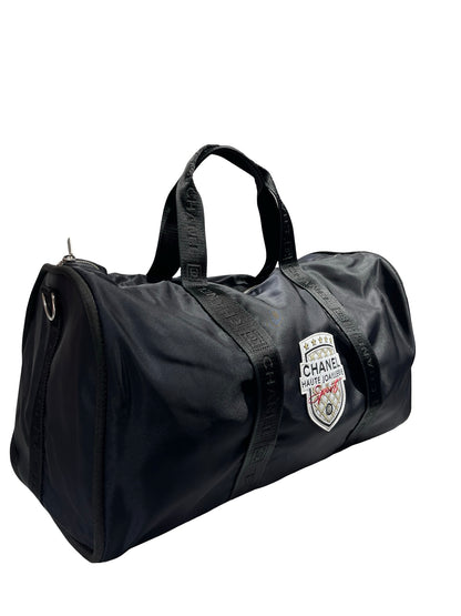 Used CHANEL Nylon Tote Bag Holdall Navy Blue Black PHW