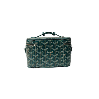 Used GOYARD Canvas Vanity Case Cross Body Bag Green PHW