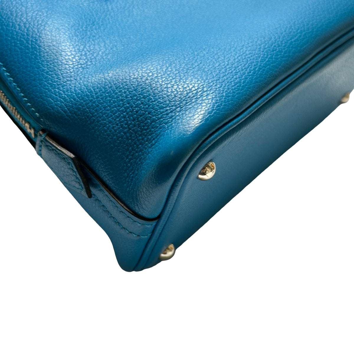 Used HERMES Leather Bolide Mini Handbag Blue