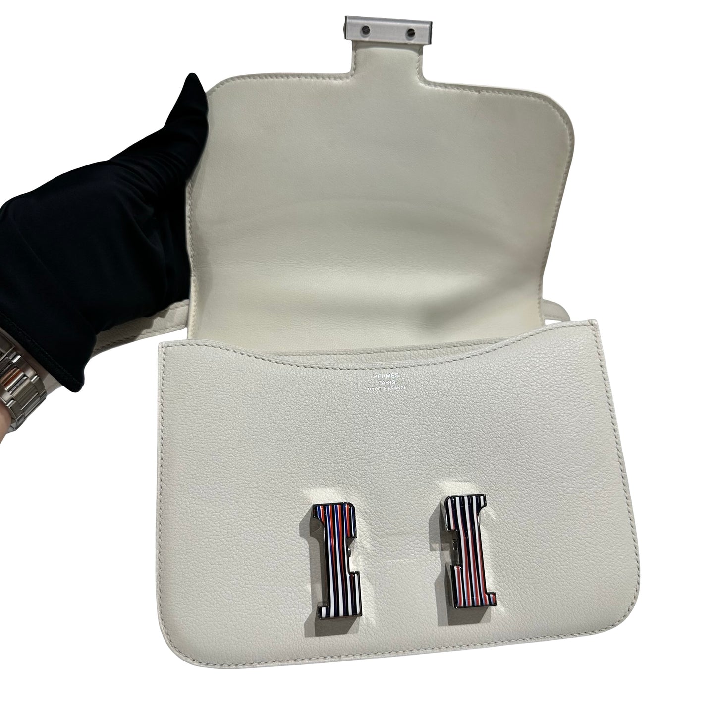 HERMES CONSTANCE MINI 19 EVERCOLOUR 01WHITE PHW ENAMEL [3000157]
