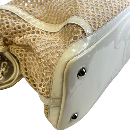 Used CHANEL Net Quilted Classic Flap Net Bag Shoulder Bag White Silver