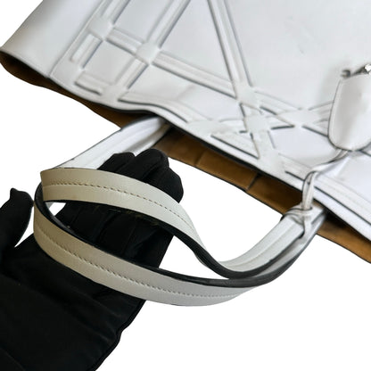 Used DIOR Leather Interlaced Shopper Tote Tote Bag White PHW
