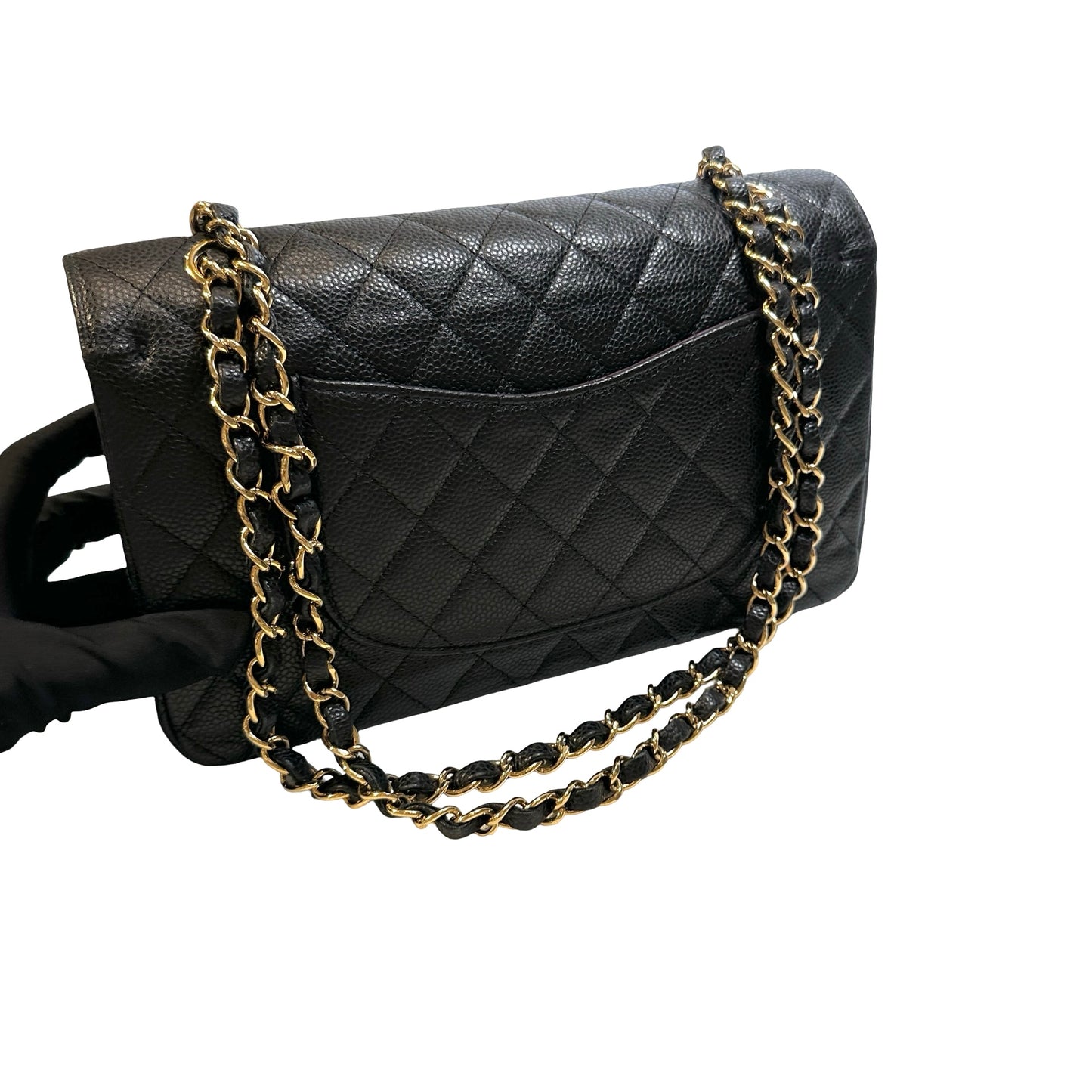 Used CHANEL Calfskin CF 25 Chain Shoulder Bag Black GHW