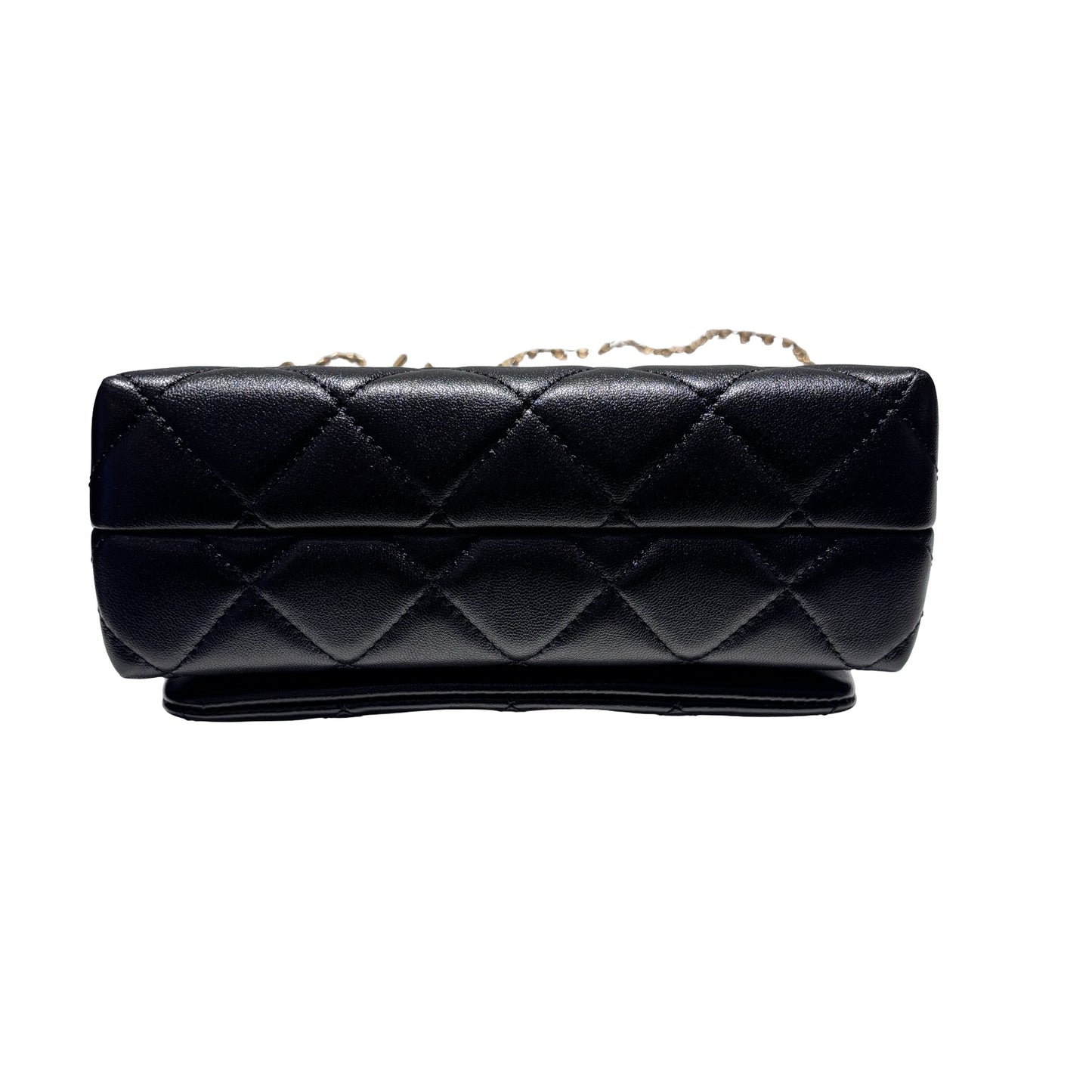 New CHANEL Lambskin Leather Flap Cross Body Bag Black