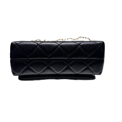 New CHANEL Lambskin Leather Flap Cross Body Bag Black