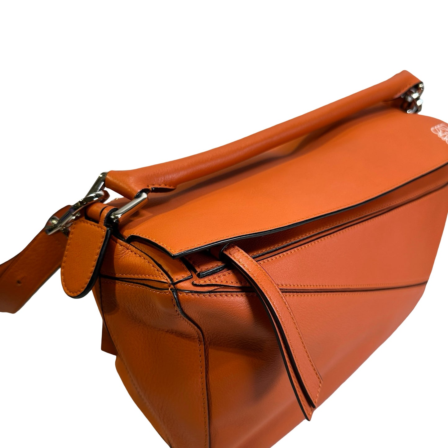 Used LOEWE Leather Puzzle Bag Handbag Orange