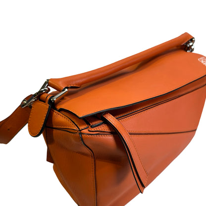 Used LOEWE Leather Puzzle Bag Handbag Orange