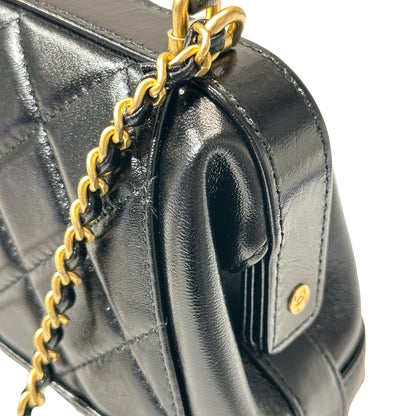 New CHANEL Mini with handle Cross Body Bag Black GHW