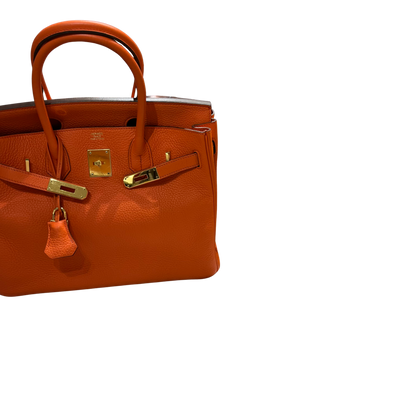 Used HERMES Togo Birkin Handbag Orange