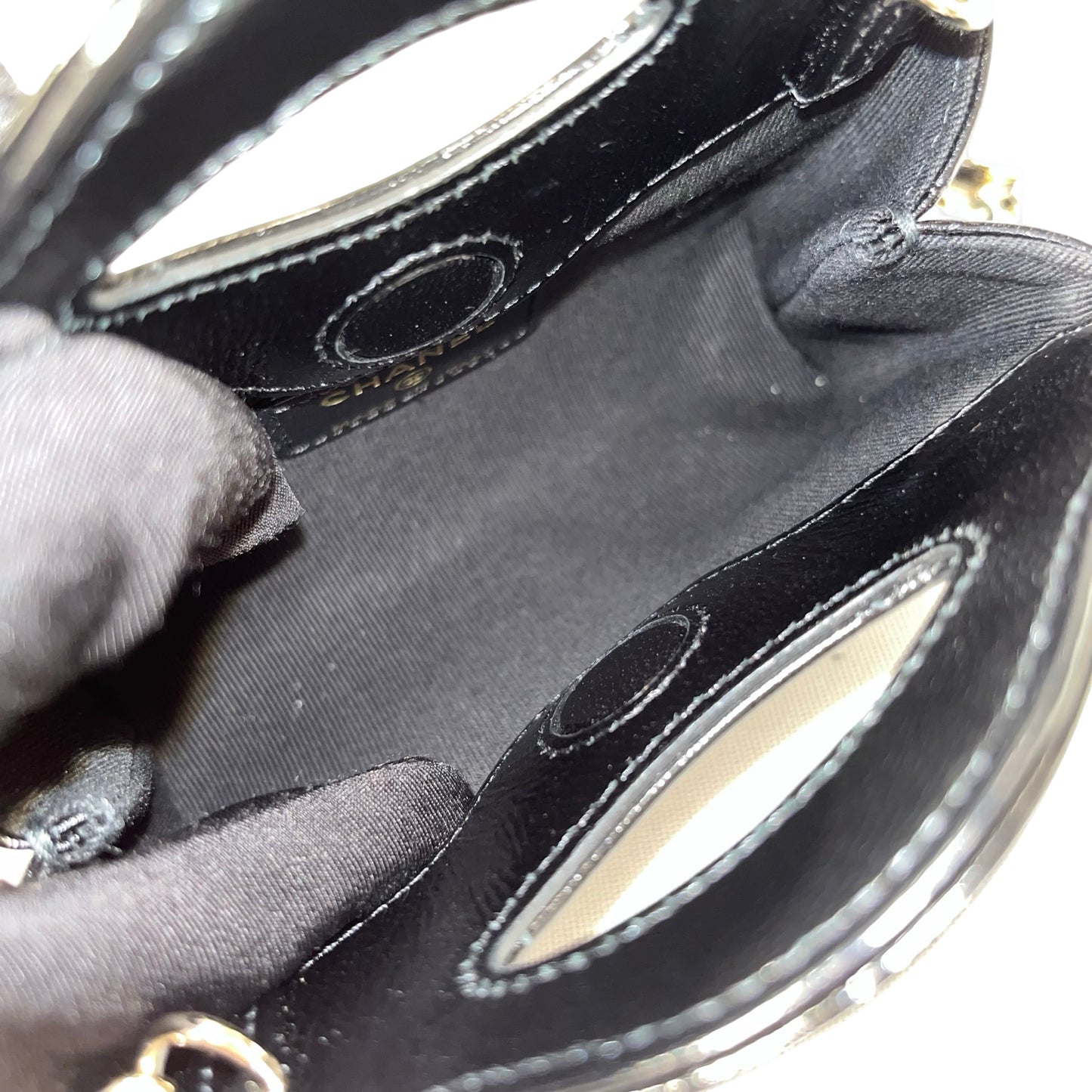 Used CHANEL Shiny Calfskin Mini kelly Cross Body Bag Black GHW