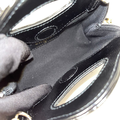 Used CHANEL Shiny Calfskin Mini kelly Cross Body Bag Black GHW