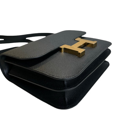 Brand New HERMES Epsom Mini Constance Cross body bag Black Gold