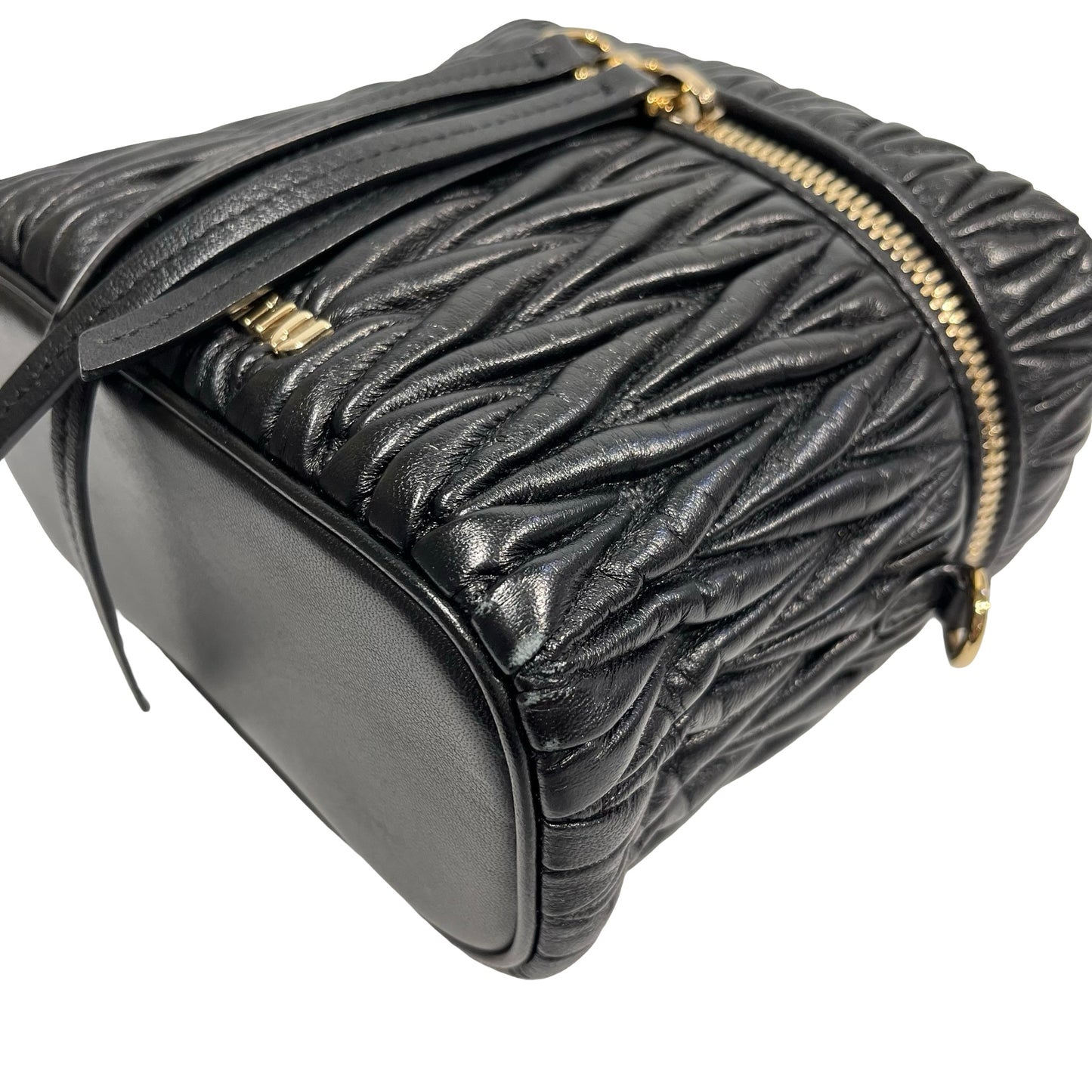 Used MIUMIU Lambskin Leather Two Way Shoulder Bag Black PHW