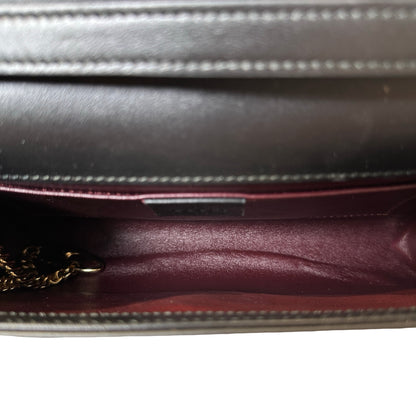GUCCI Leather Zumi Shoulder Bag Black