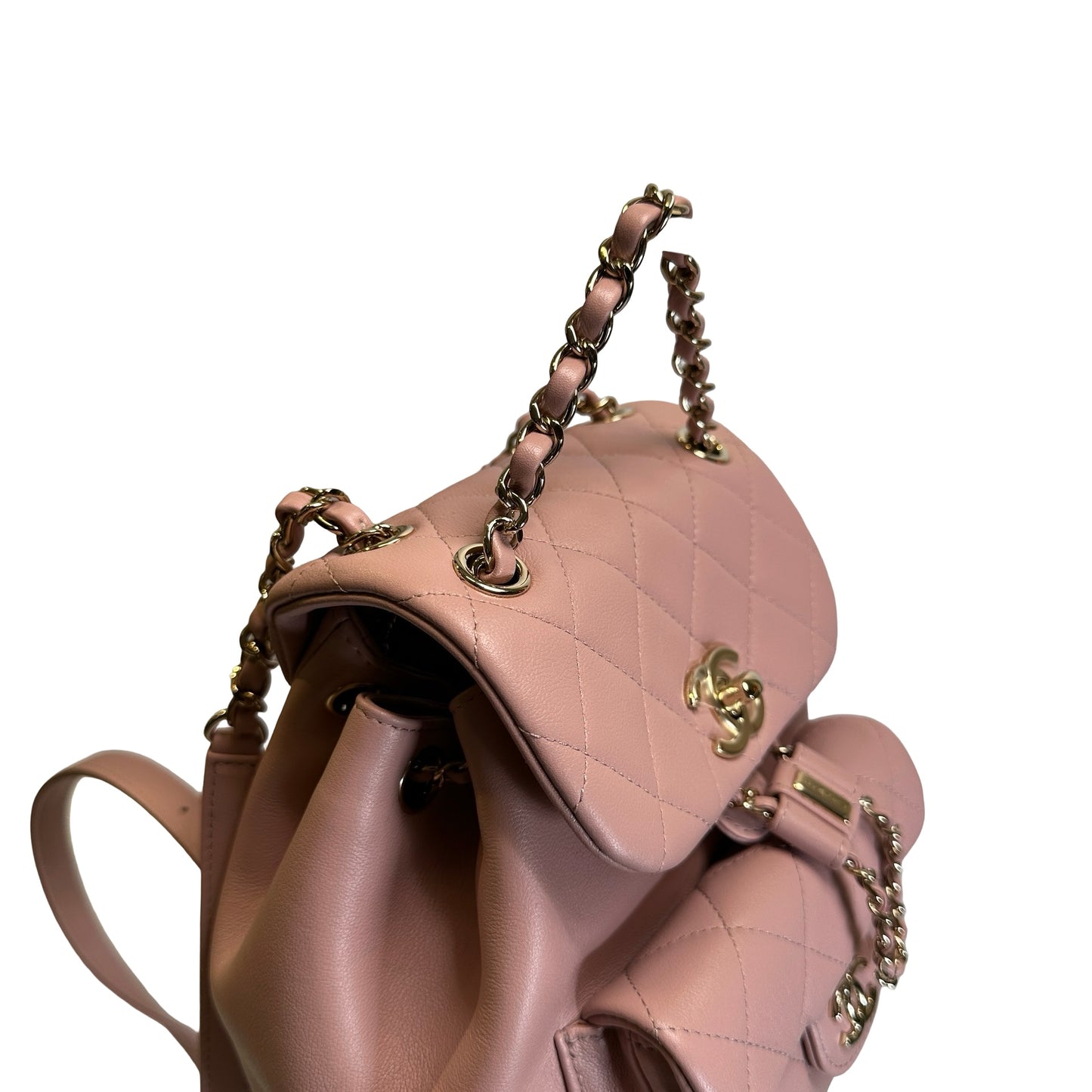 Brand New CHANEL Quilted Calfskin Duma Backpack Pink Gold