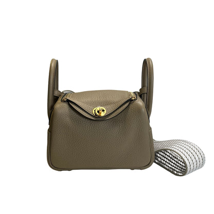 Brand New HERMES Clemence Lindy Handbag Etoupe