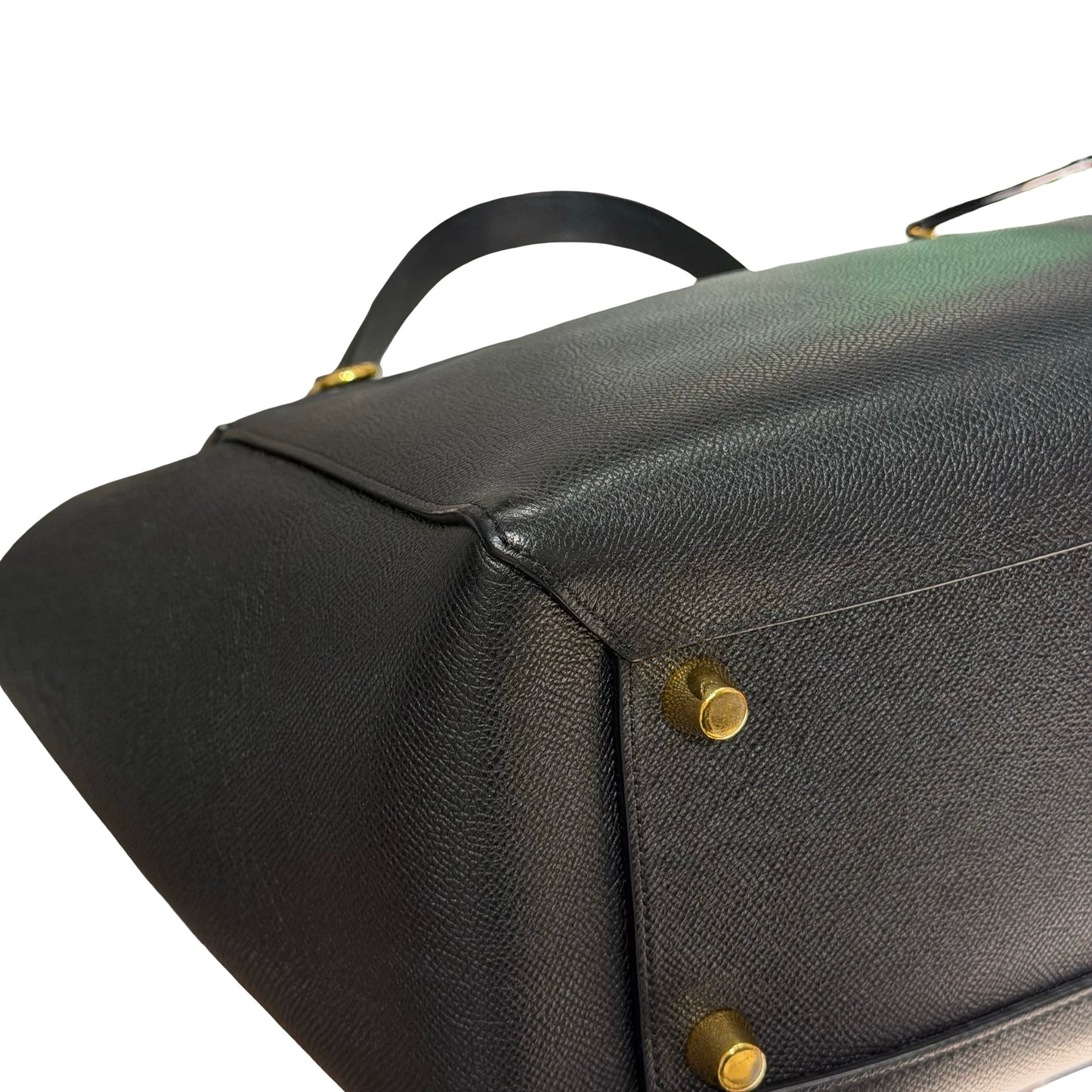Used CÉLINE Calfskin Leather Belt Cross Body Bag Black GHW