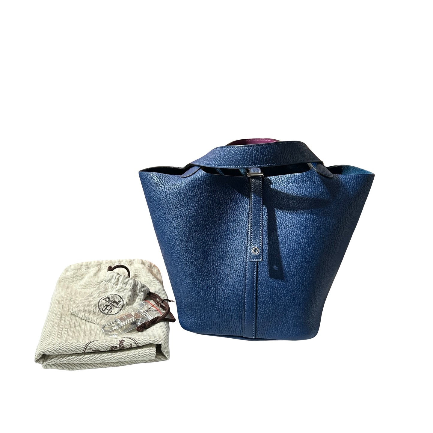 Used HERMÈS Bucket Bag Picotin 22 Navy Blue Purple PHW