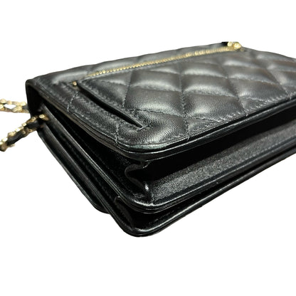 Used CHANEL Camellia WOC Wallet on Chain Black GHW