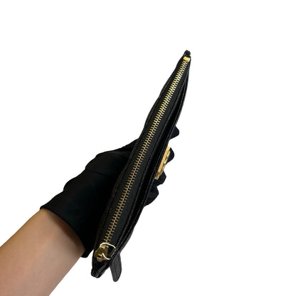Used CHANEL Caviar Quilted Boy Pouch Black Gold