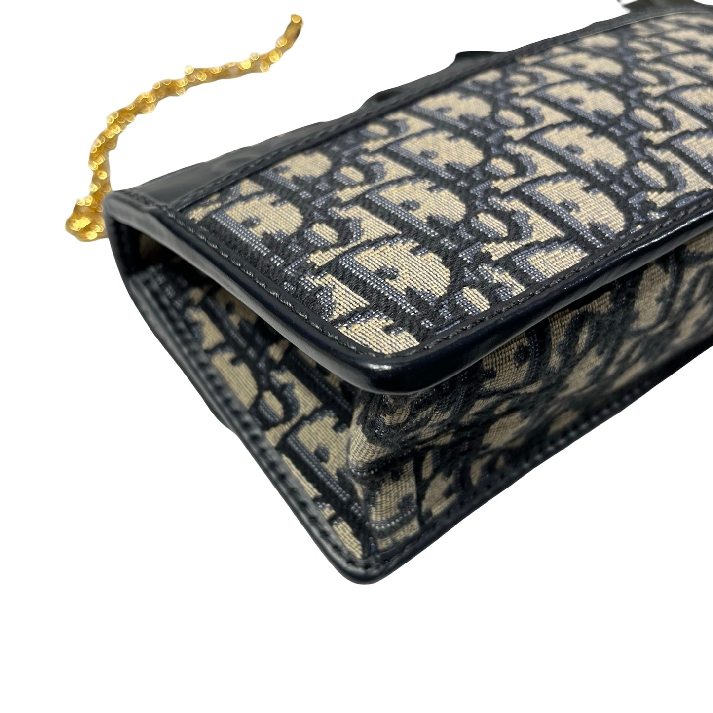 Used DIOR Montaige East West Cross Body Bag Oblique Navy Blue GHW