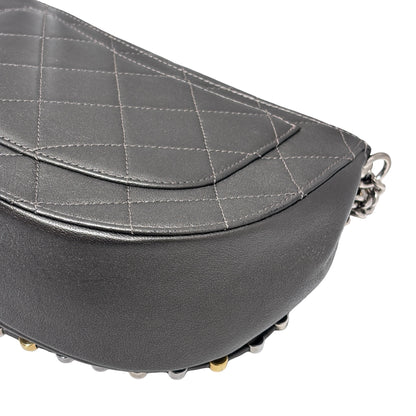 Used CHANEL Metallic Bubble Flap Bag Cross body bag Dark Grey