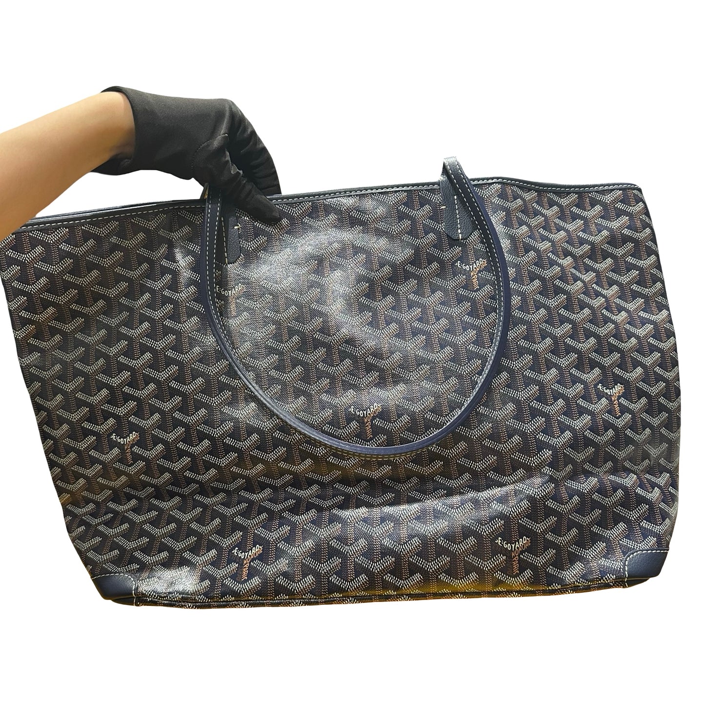 Used GOYARD Goyardine Saint Louis Tote Bag Navy