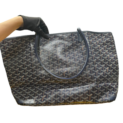 Used GOYARD Goyardine Saint Louis Tote Bag Navy