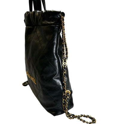 Used CHANEL Quilted Leather Chanel 22 Backpack Backpack Black