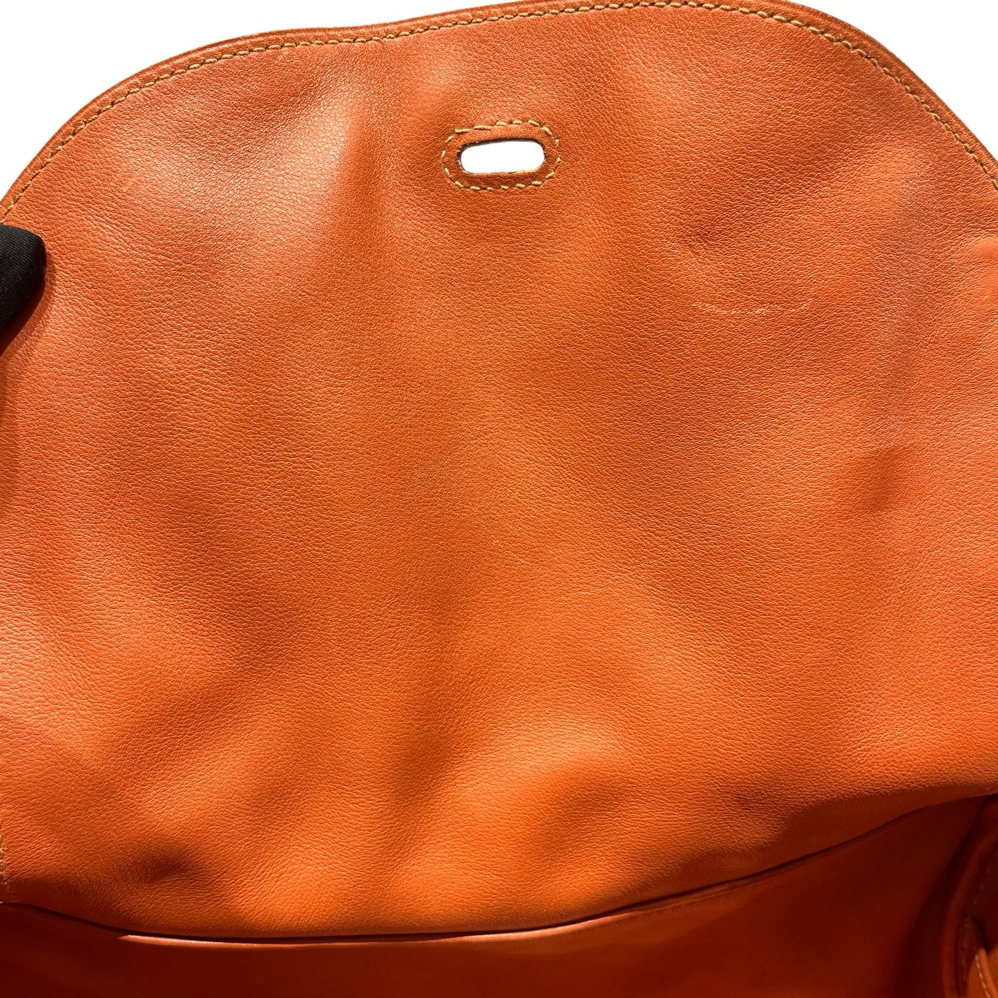 Used HERMÈS Calfskin Leather Lindy 30 Shoulder Bag Orange PHW