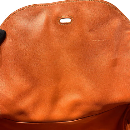 Used HERMÈS Calfskin Leather Lindy 30 Shoulder Bag Orange PHW
